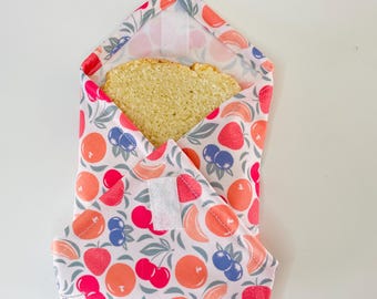 Reusable sandwich wrap made of food-grade PUL fabric - fruit pattern - pack of 2