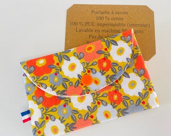 Pochette à savon ou shampooing solide fleurs d’été