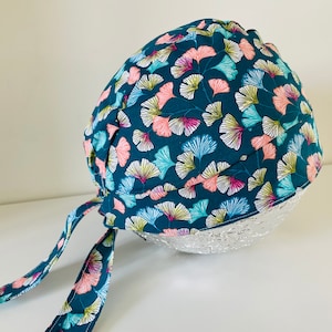 Multicolored cotton ginkgo biloba block cap with elastic
