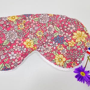 Night mask, travel mask, rest mask with small pink flowers
