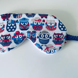 Night mask, travel mask, rest mask with owls in swimsuits