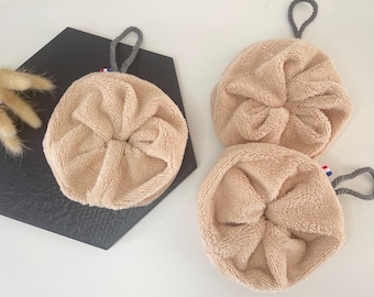Flor de ducha de esponja de bambú beige
