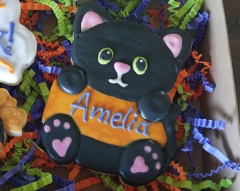 Black Cat Cookie Cutter: Halloween Baking, Custom Name Banner