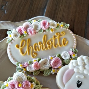 Floral Plaque Cookie Cutter, Baptism Cookie Cutter