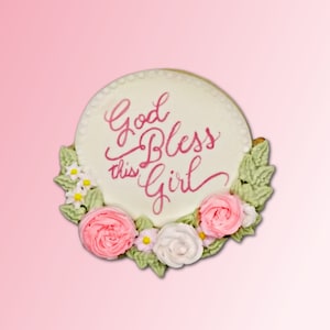 Floral Plaque Cookie Cutter, Baptism Cookie Cutter