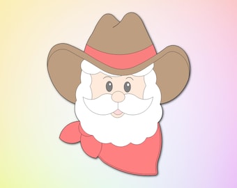 Cortador de galletas de Papá Noel vaquero: Repostería navideña festiva