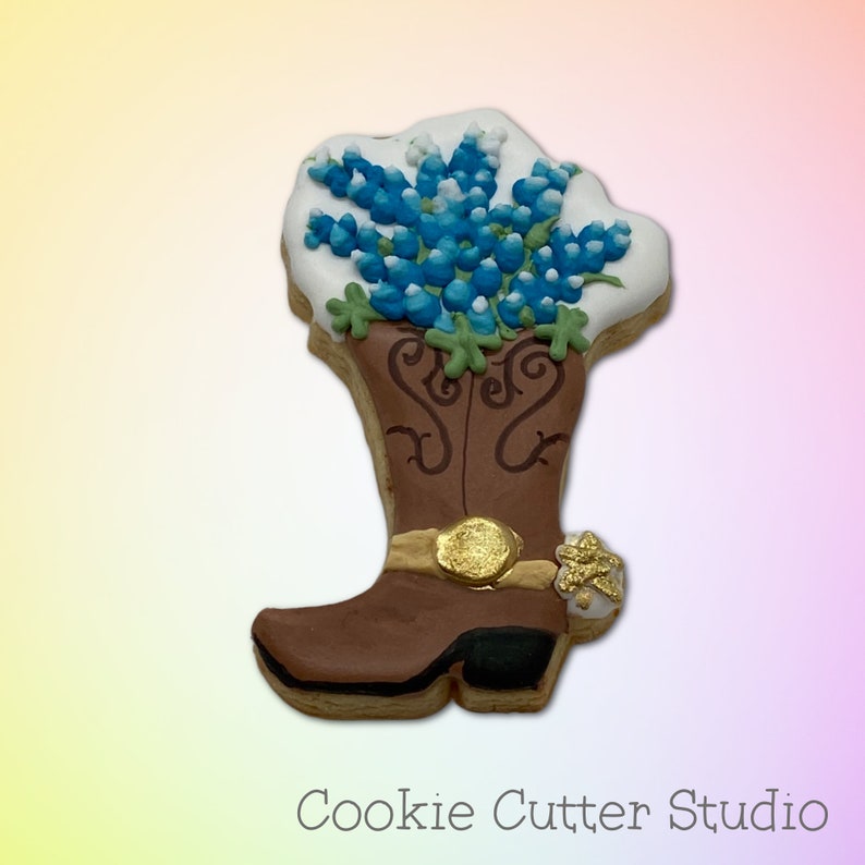 Floral Boot Cookie Cutter, Wedding Cookie Cutter image 1