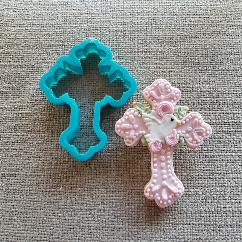 Floral Cross 2 Cookie Cutter Baptism Cookie Cutter Etsy