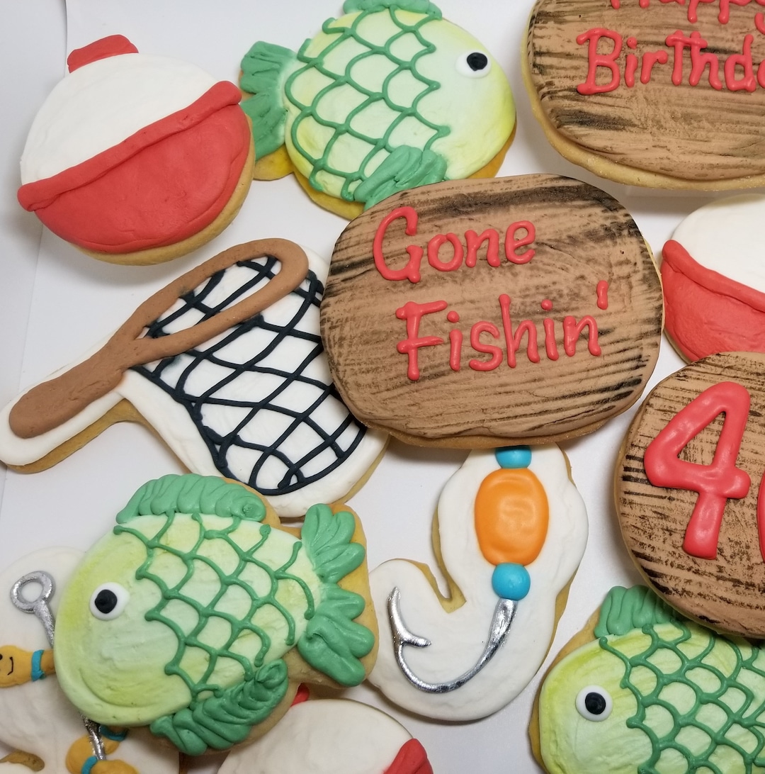 cookie hook the fish Pattern Stencil (not for the handle) MATERIAL Fishing Cookie Cutter | Cookie