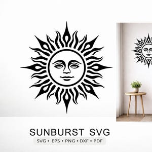 Vintage Sunburst SVG | Celestial Sun Cut File for Cricut Silhouette & Laser | png pdf eps dxf Digital Download