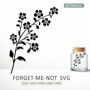 Forget Me Not SVG, Wildflower Myosotis Flower, Botanical Cutting File for Cricut Silhouette Laser eps dxf pdf png