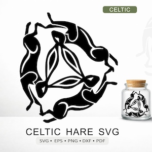Celtic Hare Trio SVG | Pagan Triple Moon Rabbit Knot Design for Cricut, Silhouette & Laser pdf eps png dxf