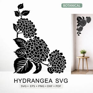 Hydrangea Corner SVG | Floral Hydrangea Border Cut File | Flower Head Vector for Cricut Silhouette Laser | eps dxf pdf png Digital Download
