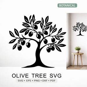 Olive Tree SVG | Botanical Olive Tree Vector Cutting File for Cricut Silhouette Laser | dxf pdf eps png Digital Download