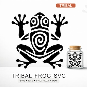 Grenouille de style maya, style tribal aztèque : fichier vectoriel ethnique pour découpe, impression, vinyle, laser, Cricut, Silhouette, SVG, PDF, EPS, PNG, DXF (téléchargement numérique)