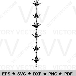 Chinese hangende origami papier kraan vector voor snijden, vinyl, laser, SVG, Cricut silhouet eps png dxf pdf stencil klaar digitale download