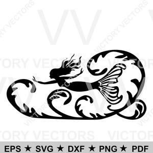 Meerjungfrau schwimmt in Algen Vektor-Datei zum Schneiden, Laser, Vinyl, SVG, png eps pdf dxf Cricut Silhouette Glowforge digitaler Download