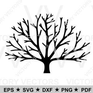 Winter Tree Bare Branches Vector Line File for Cutting, Vinyl, Laser, Cricut, Silhouette, SVG, pdf eps, png clipart Digital Download