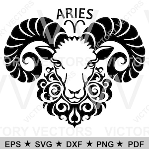 Aries Ram Zodiac Star Sign Vector Line Cutting File for Vinyl, Laser, Cricut, Silhouette, Print, SVG, pdf, eps, png, dxf Digital Download