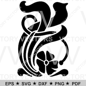 Art nouveau bloemenwerveling motief vectorbestand voor snijden, vinyl, laser, SVG, Cricut, silhouet dxf pdf eps png stencil klaar digitale download