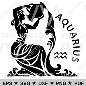 Fichier vectoriel Verseau porteur d'eau pour la découpe, vinyle, laser, Cricut, Silhouette, impression, SVG, pdf, eps, png, dxf, téléchargement numérique
