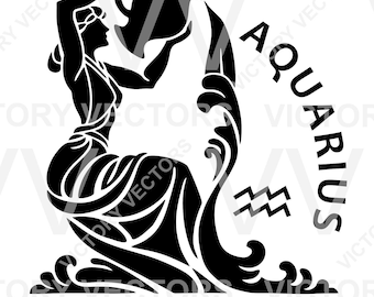 Aquarius Water Bearer Star Sign Vector File for Cutting, Vinyl, Laser, Cricut, Silhouette, Print, SVG, pdf, eps, png, dxf, Digital Download