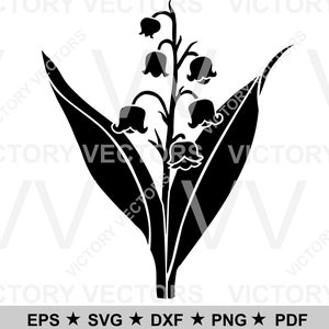 Lelietje-van-dalen bloem mei klokken vectorbestand voor snijden, vinyl, laser Cricut, CNC, stencil klaar, svg dxf pdf png eps digitale download