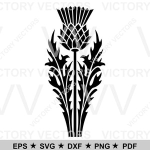 Schotse distel motief embleem vectorbestand voor snijden, vinyl, laser, stencil klaar, SVG, Cricut, silhouet png dxf pdf eps digitale download