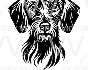 Wire Haired Dachshund Weiner Dog Head Vector File for Cutting, Vinyl, Laser, Cricut, Silhouette, SVG, pdf, eps, png, dxf Digital Download