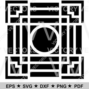 Art Deco vierkante geometrische tegel patroon vectorbestand voor snijden, vinyl, laser, SVG, Cricut, silhouet, dxf pdf eps png digitale download