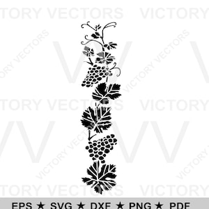 Grapevine Border Grapes Vector Line Cutting File svg dxf, pdf, eps, png for Vinyl, Laser, Stencil Ready, Cricut, Silhouette Digital Download