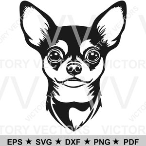 Chihuahua Face Dog Head Vector Line Art Cutting File for Vinyl, Laser, Cricut, Silhouette, SVG, pdf, eps, png, dxf clipart Digital Download