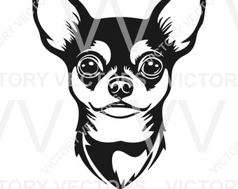 Chihuahua Face Dog Head Vector Line Art Cutting File for Vinyl, Laser, Cricut, Silhouette, SVG, pdf, eps, png, dxf clipart Digital Download