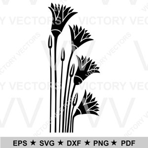 Alte ägyptische Stil Lotus Blume Ecke Vektor-Linie-Datei für Schneiden, Vinyl, Laser, Schablone bereit, SVG, Cricut Silhouette cnc dxf pdf eps