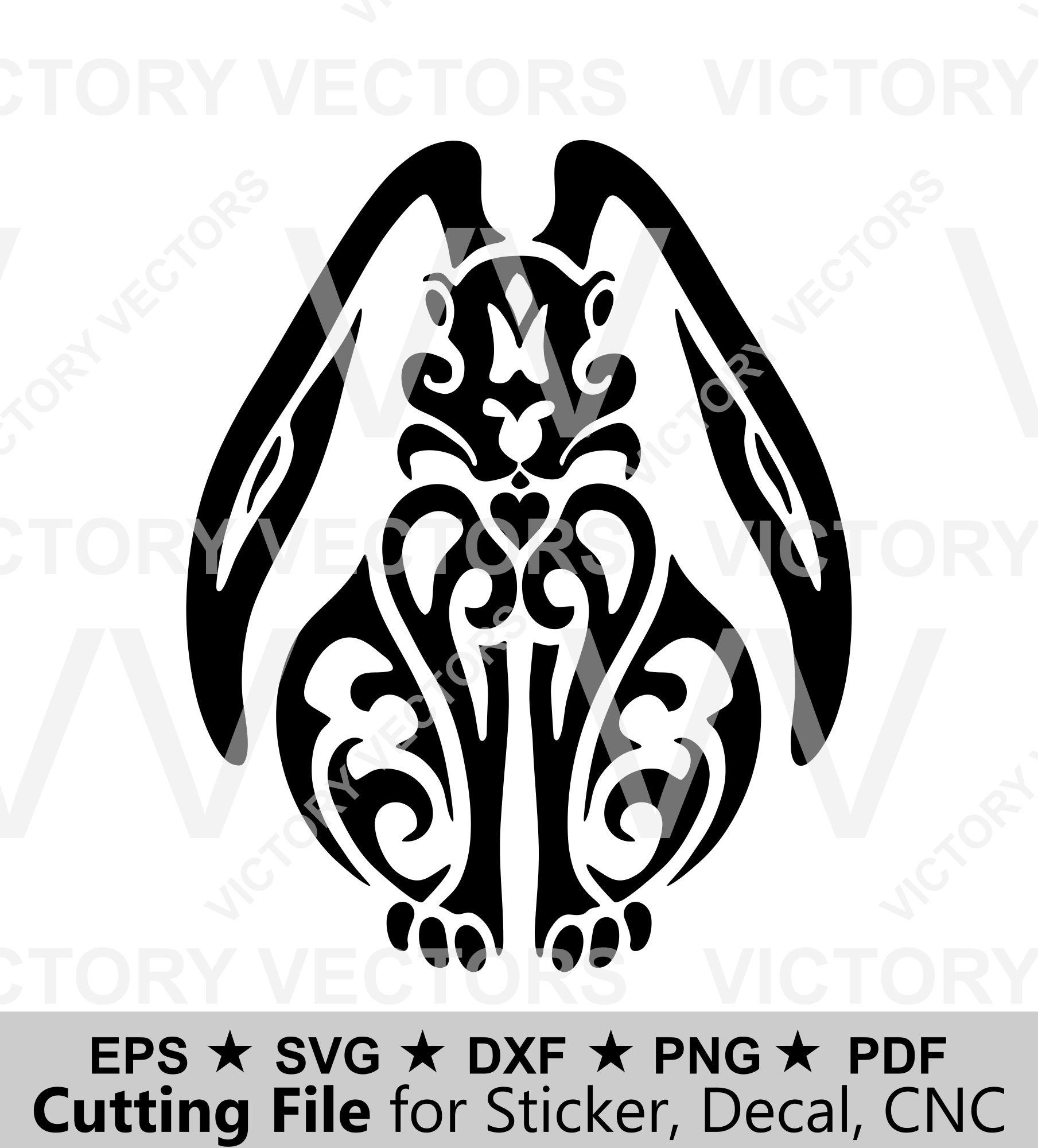 Lop Eared Rabbit SVG | Tribal Bunny Tattoo Cut File | Floppy Ears