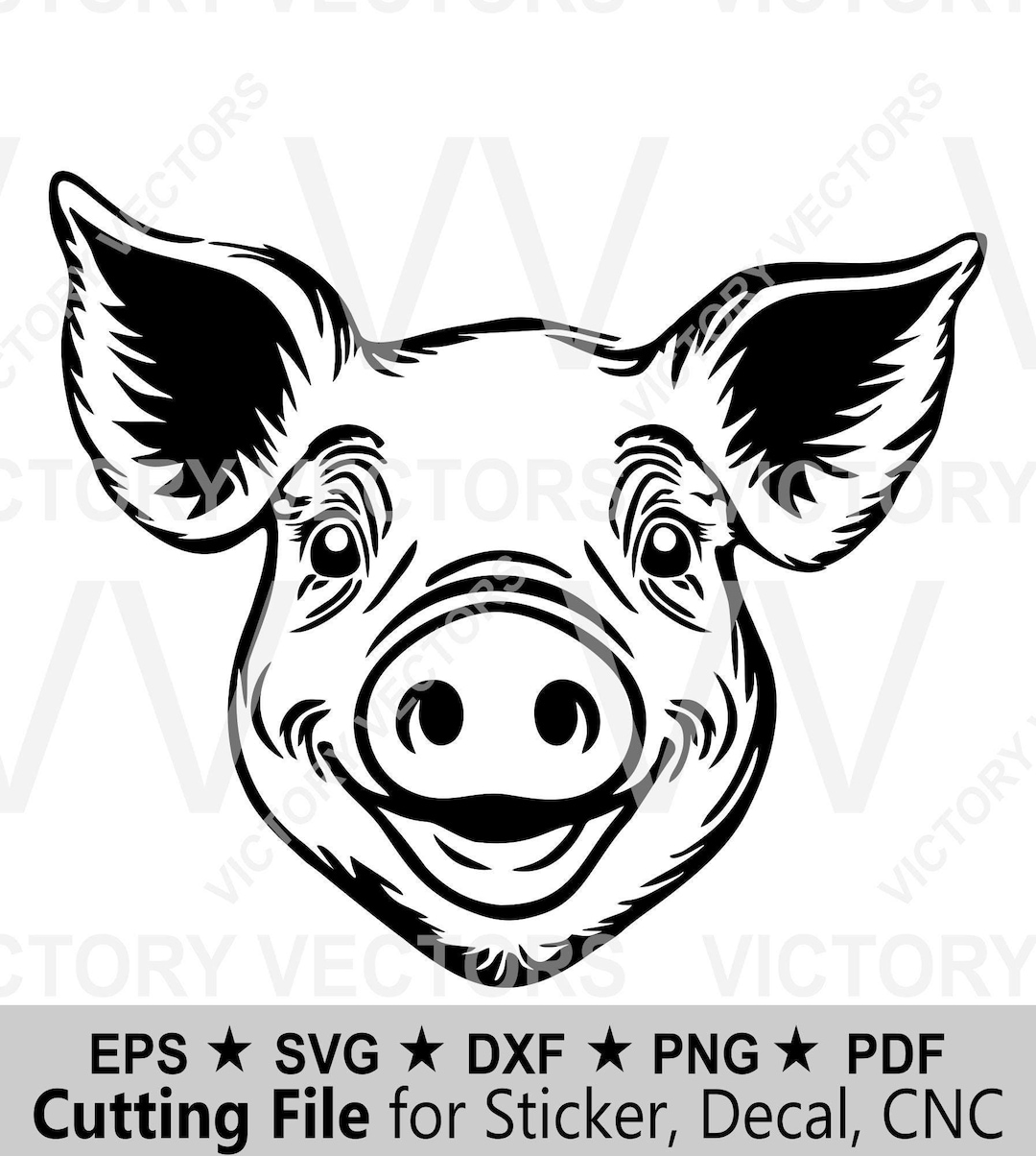Cute Pig Hog Face SVG | Funny Farm Animal Clipart | Porky Pig Cutting ...