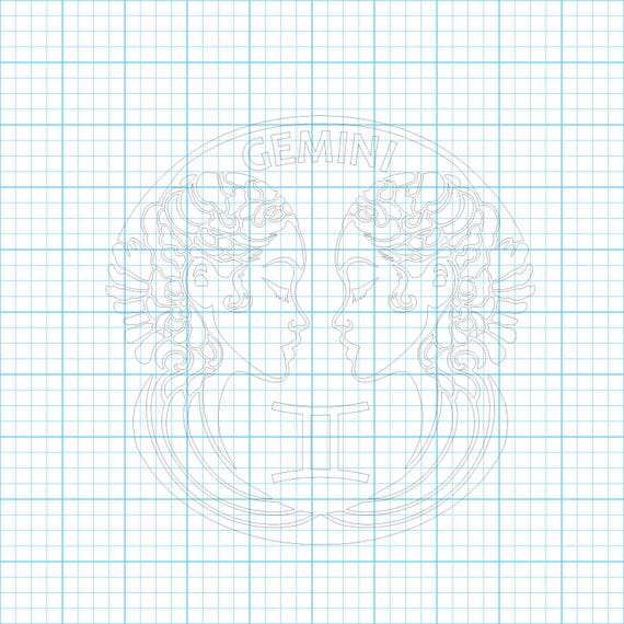 Gemini Twins Zodiac Star Sign Vector Line Cutting File for Vinyl