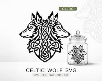 Wolf SVG | Celtic Knot Entwined Tribal Wolf Cut File for Cricut Silhouette Laser Engraving | dxf eps pdf png Digital Download