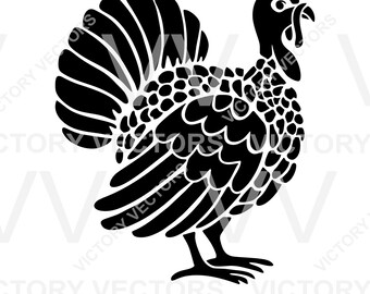 Turkey SVG | Thanksgiving Turkey Clipart Vector | Cute Farm Bird Silhouette for Cricut, Cutting & Laser, Stencil Ready, Digital Download