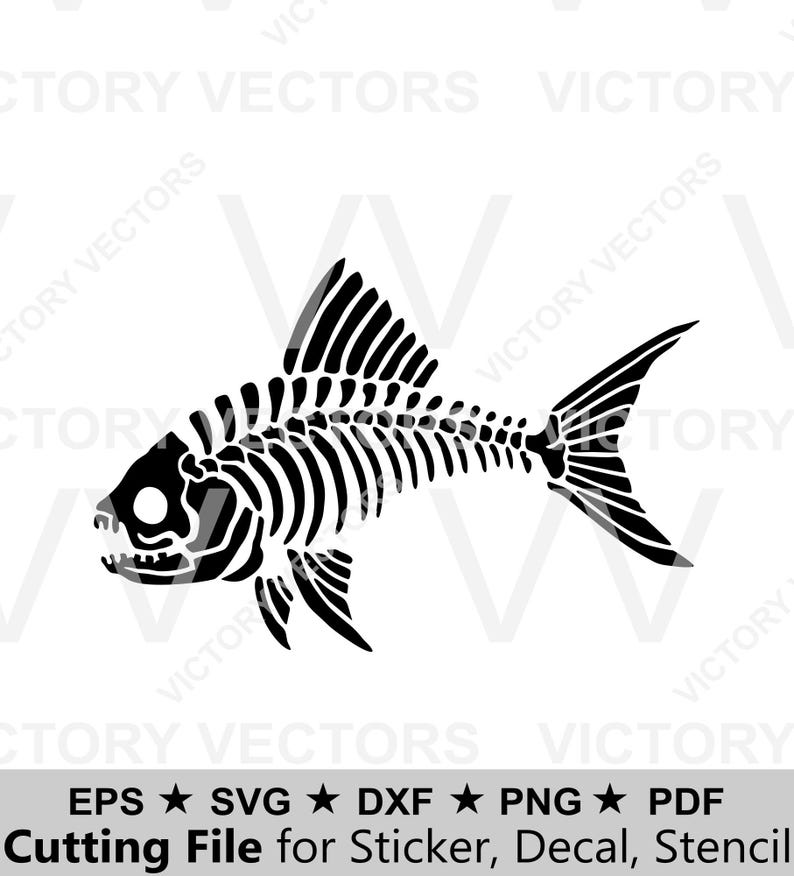 Skeleton Fish SVG, Fish Bones, Gothic Fish Vector File for Cricut ...