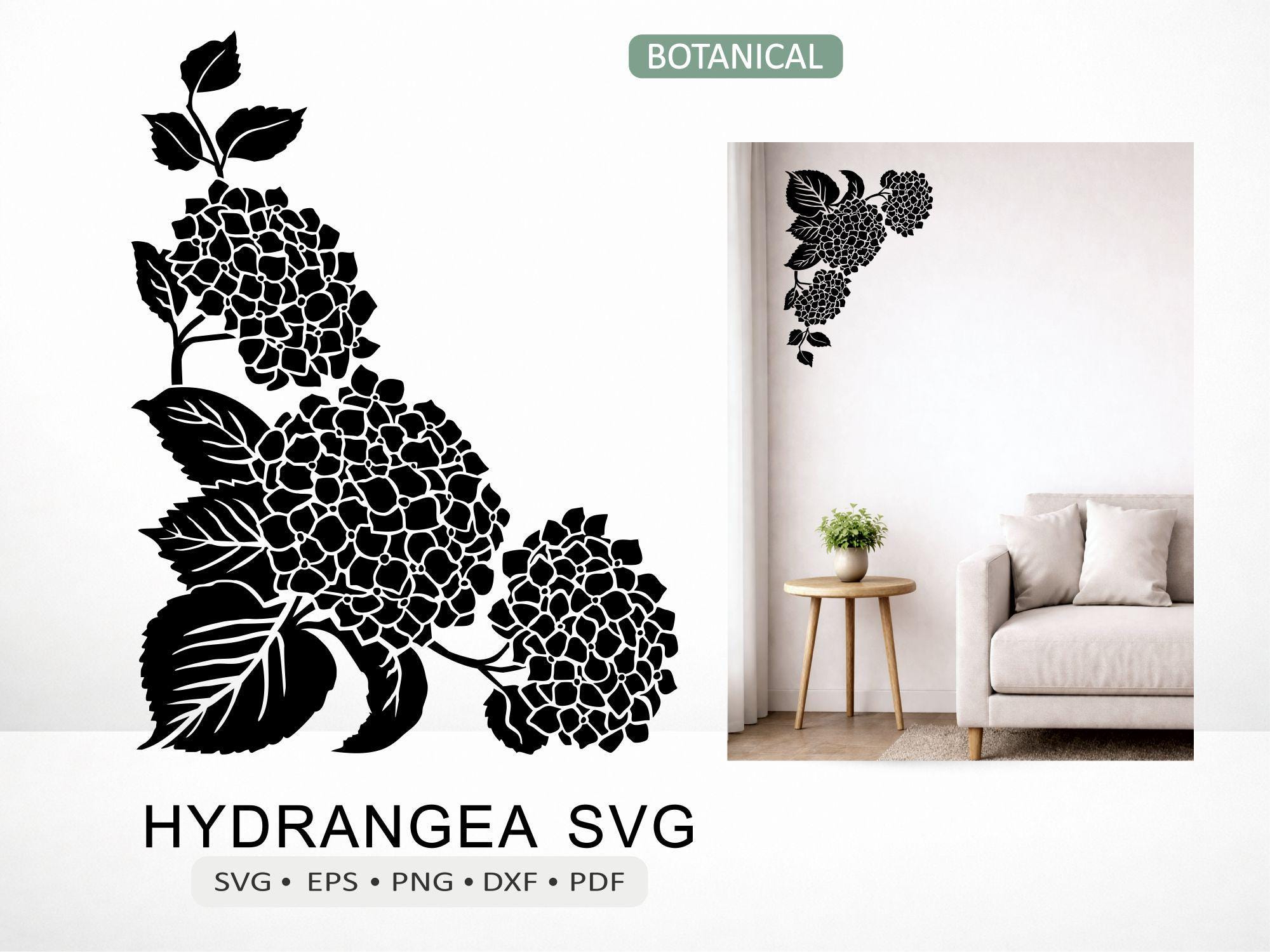 Hydrangea Corner SVG | Floral Hydrangea Border Cut File | Flower Head ...