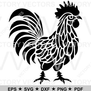 Haan haan vectorbestand, stencil klaar, voor snijden, vinyl, laser, Cricut, silhouet, SVG, pdf, eps, png dxf Clipart digitale download