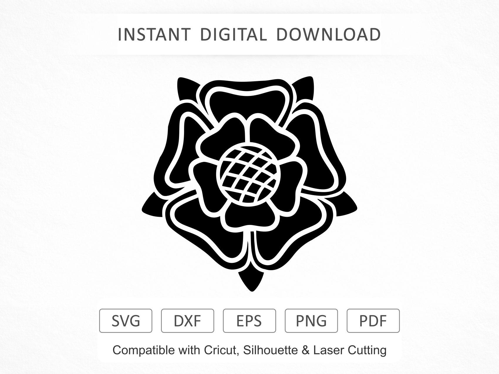 Tudor Rose SVG | Heraldic English Royal Rose Emblem Cut File for