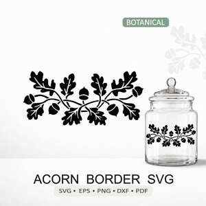 Acorn Oak Leaf Border SVG | Botanical Frame Cut File for Cricut Silhouette Laser Engraving | pdf eps png dxf Digital Download