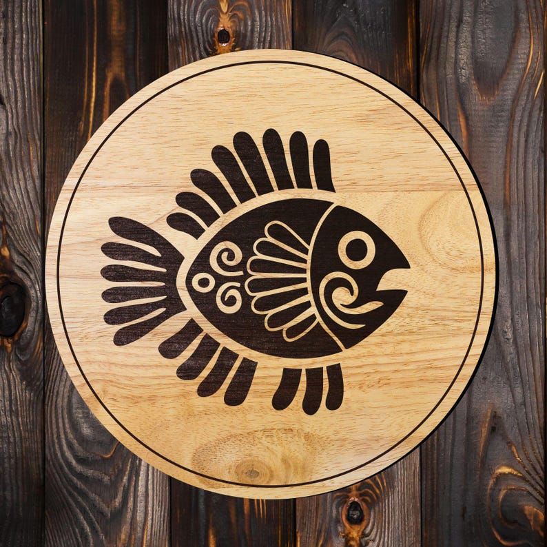 Aztec Runes Fish Aztec Fish Mayan Tribal Ethnic Vector File for Cut, Print, Vinyl, Laser ...