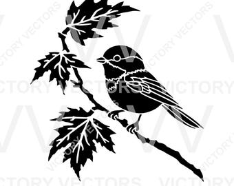 Plik wektorowy dzikiego ptaka sikory czarnogłowej do cięcia, drukowania, winylu, lasera, SVG, Cricut, sylwetki, DXF, PDF, EPS, PNG, do pobrania cyfrowego