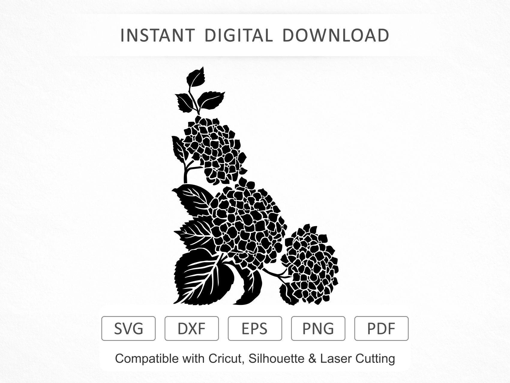Hydrangea Corner SVG | Floral Hydrangea Border Cut File | Flower Head ...
