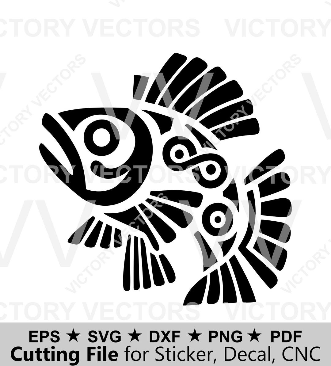 Aztec Runes Fish Aztec Style Fish Mayan Tribal Ethnic Vector File for Cut, Print, Vinyl ...