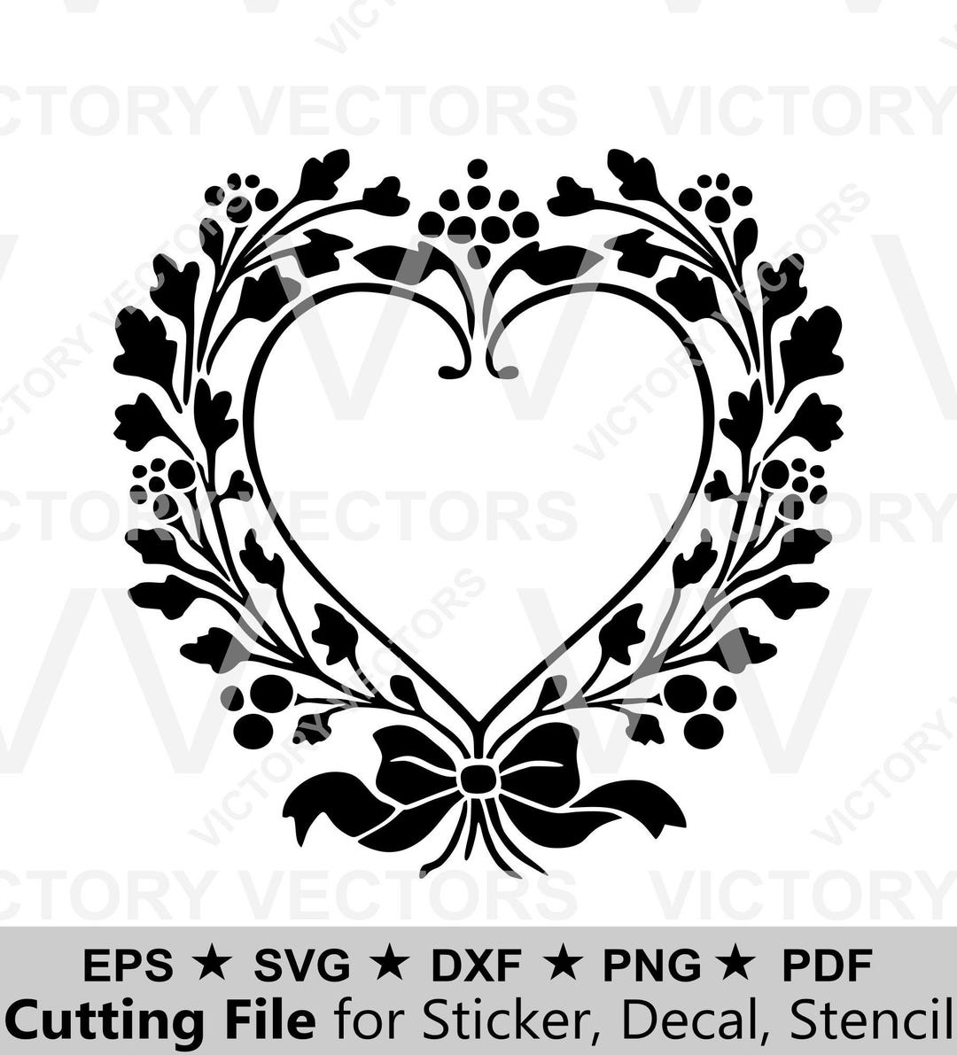 Leaf Berry Heart Wreath SVG | Victorian Floral Heart Frame | Shabby ...