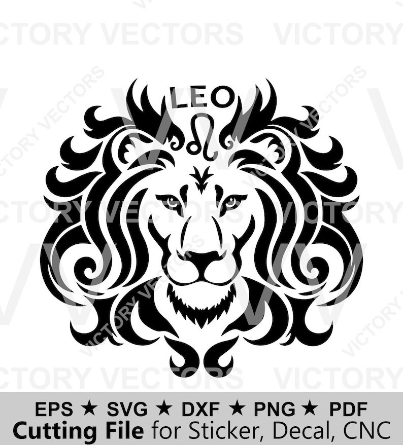Leo Sign Line Work Leo Lion Fire Zodiac Star Sign Vector Line Cutting File for Vinyl ...